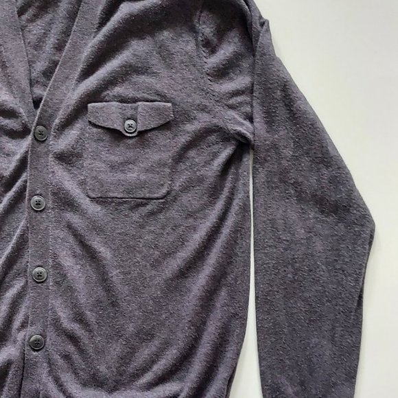 JF Ferrar Mens Medium Button Down Cardigan Sweater Gray Cotton Modal - Picture 3 of 5